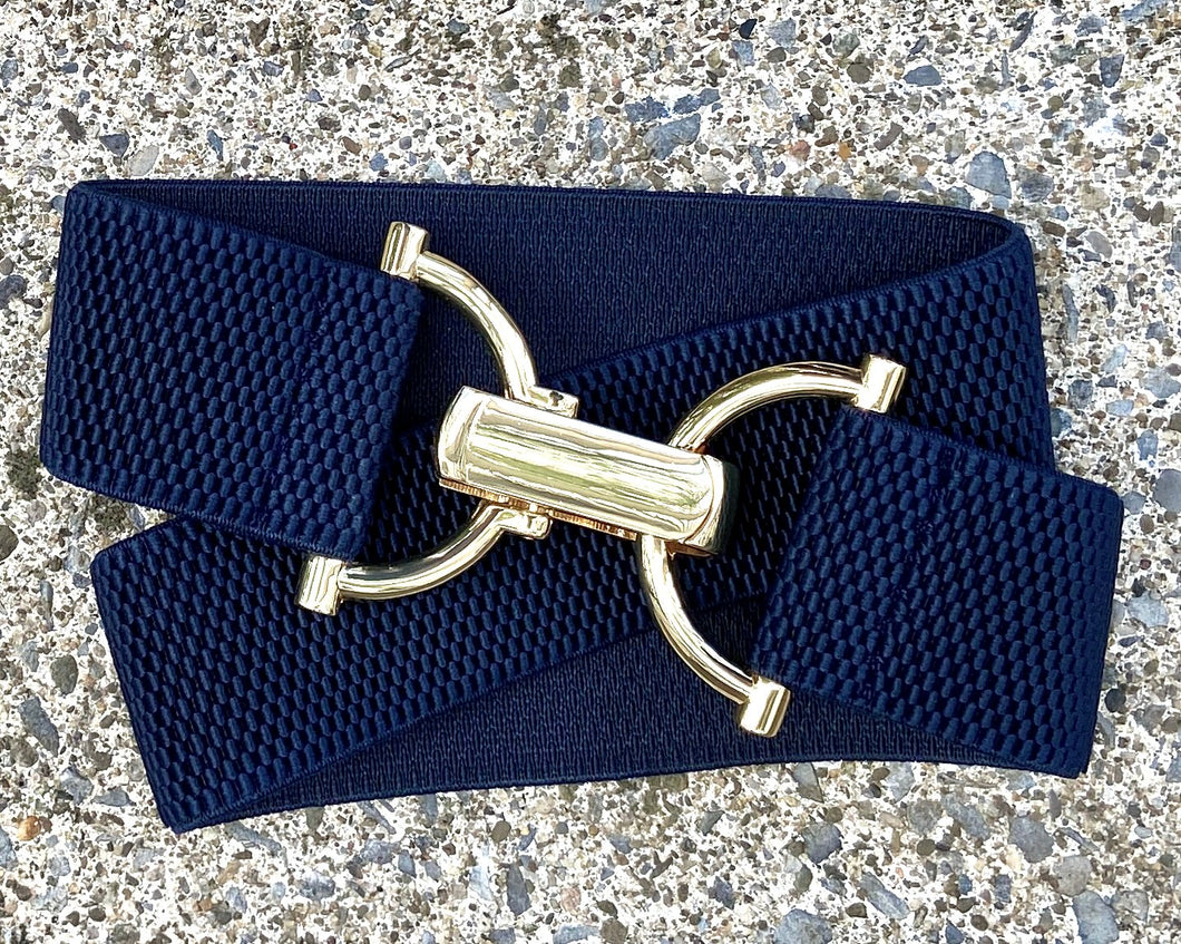 Navy Textured Elastic Belt