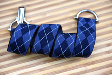 Load image into Gallery viewer, Navy and Blue Argyle Elastic Belt
