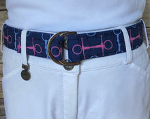 Load image into Gallery viewer, Pink and Blue Bits and Bits Fabric Belt
