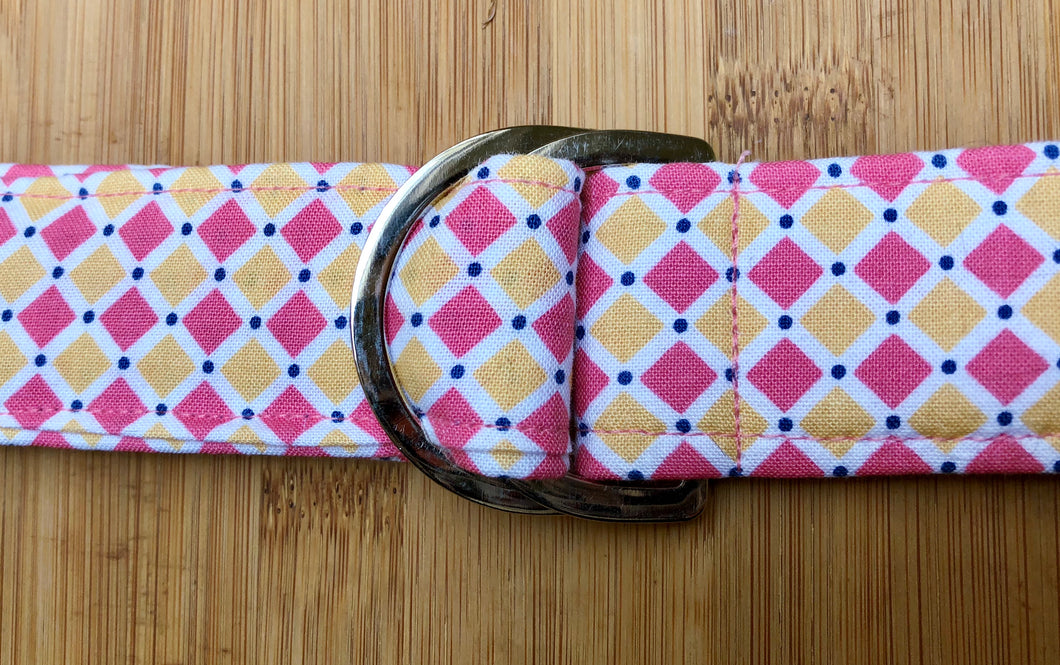 Pink and Yellow Diamond Fabric Belt