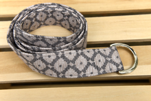 Load image into Gallery viewer, Tan and Grey Diamond Fabric Belt
