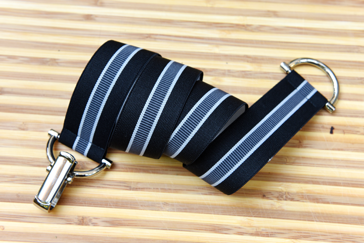 Black and Grey Striped Elastic Belt
