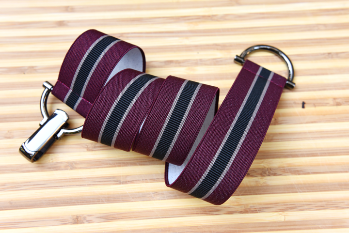 Burgundy and Black elastic Stripe Belt