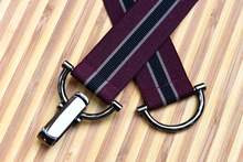 Load image into Gallery viewer, Burgundy and Black elastic Stripe Belt
